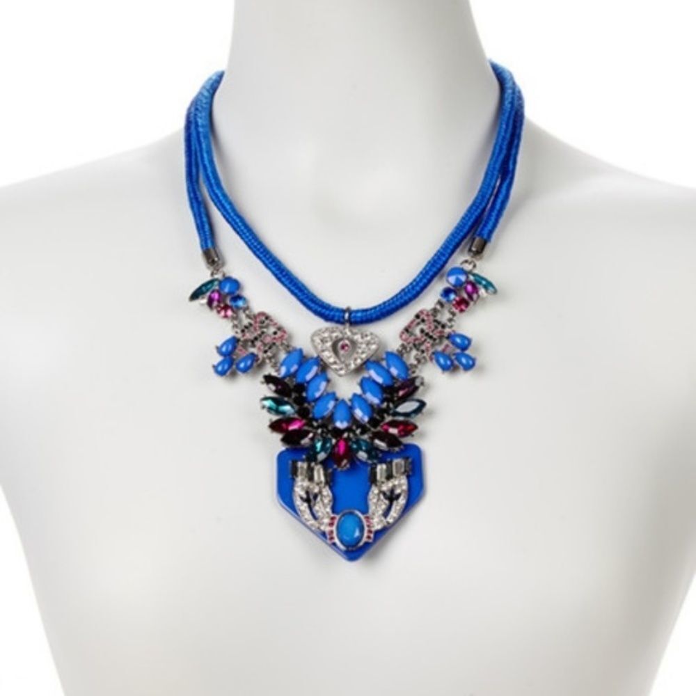 T&J Designs Luxe Jewel Tone Blue Deco Necklace